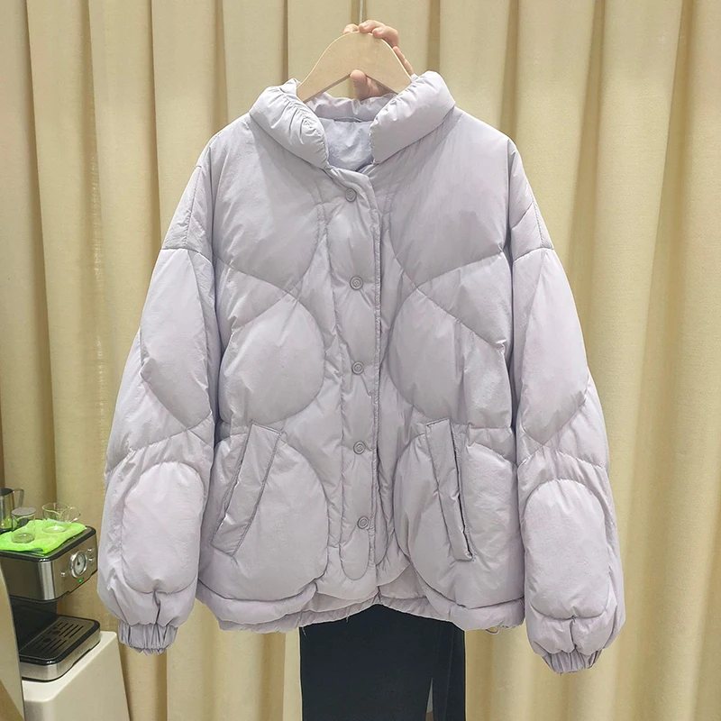 Lightweight Down Jacket Women Stand Collar Full Sleeve Loose Coat Women 2022 Autumn Winter Korean Solid Warm Coats Female CX2425