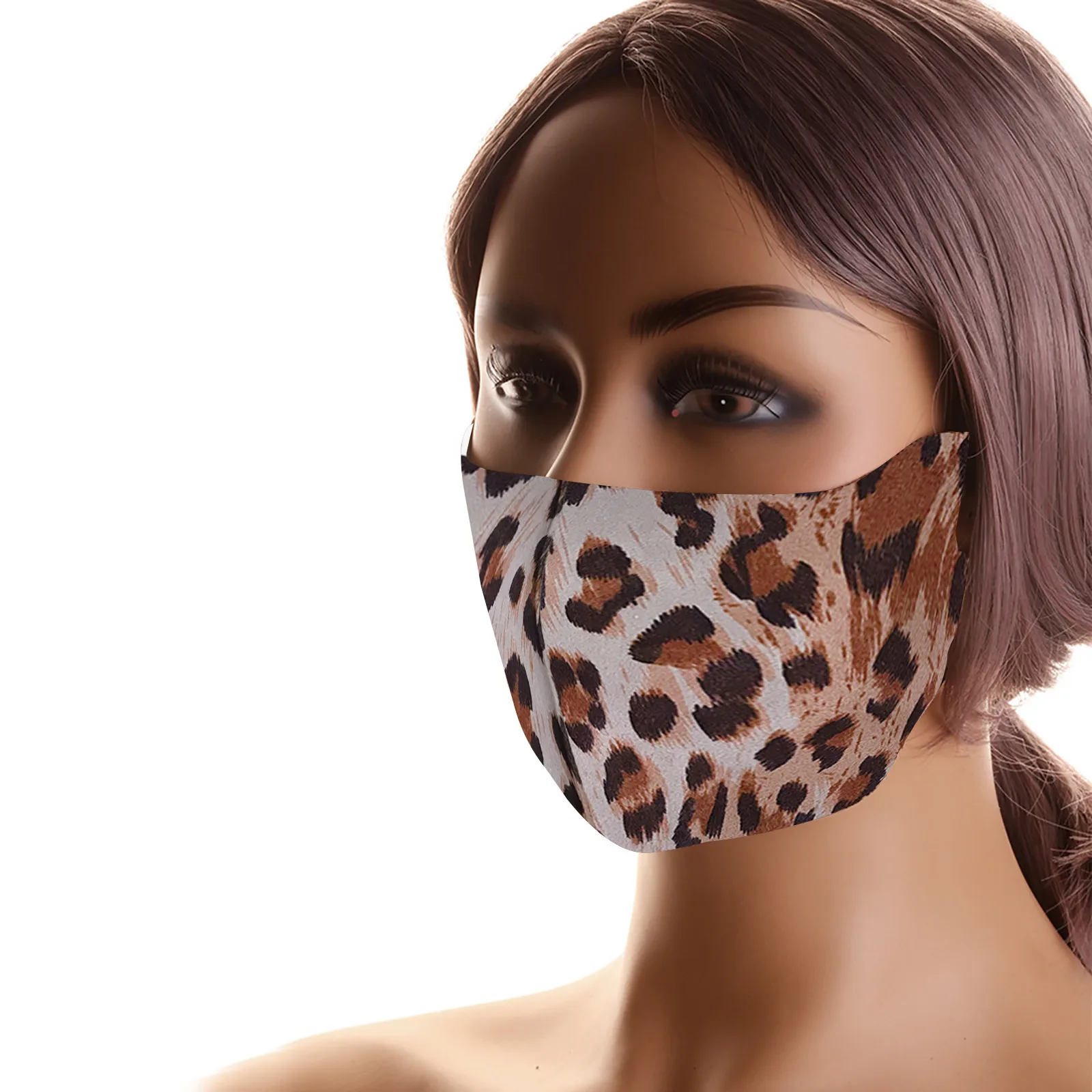 Тканевая маска леопардовая многоразовая для рта моющаяся хлопковая лица