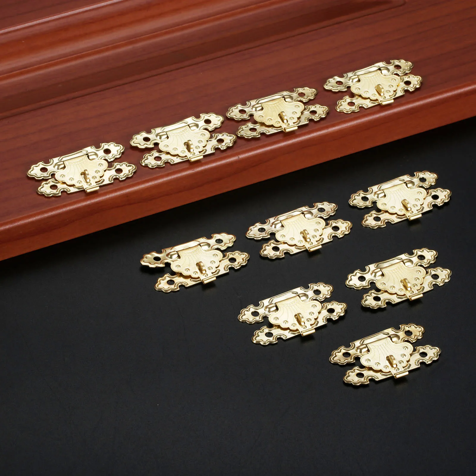 

10x Durable 41*24mm Jewelry Box Padlock Hasp Locks Wooden Wine Gift Box Latch Clasps Buckle 41*24mm Gold Furniture Hardware