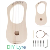 7 strings lyre harp diy kit solid basswood string instrument handwork painting assembly for beginner children fun toy art