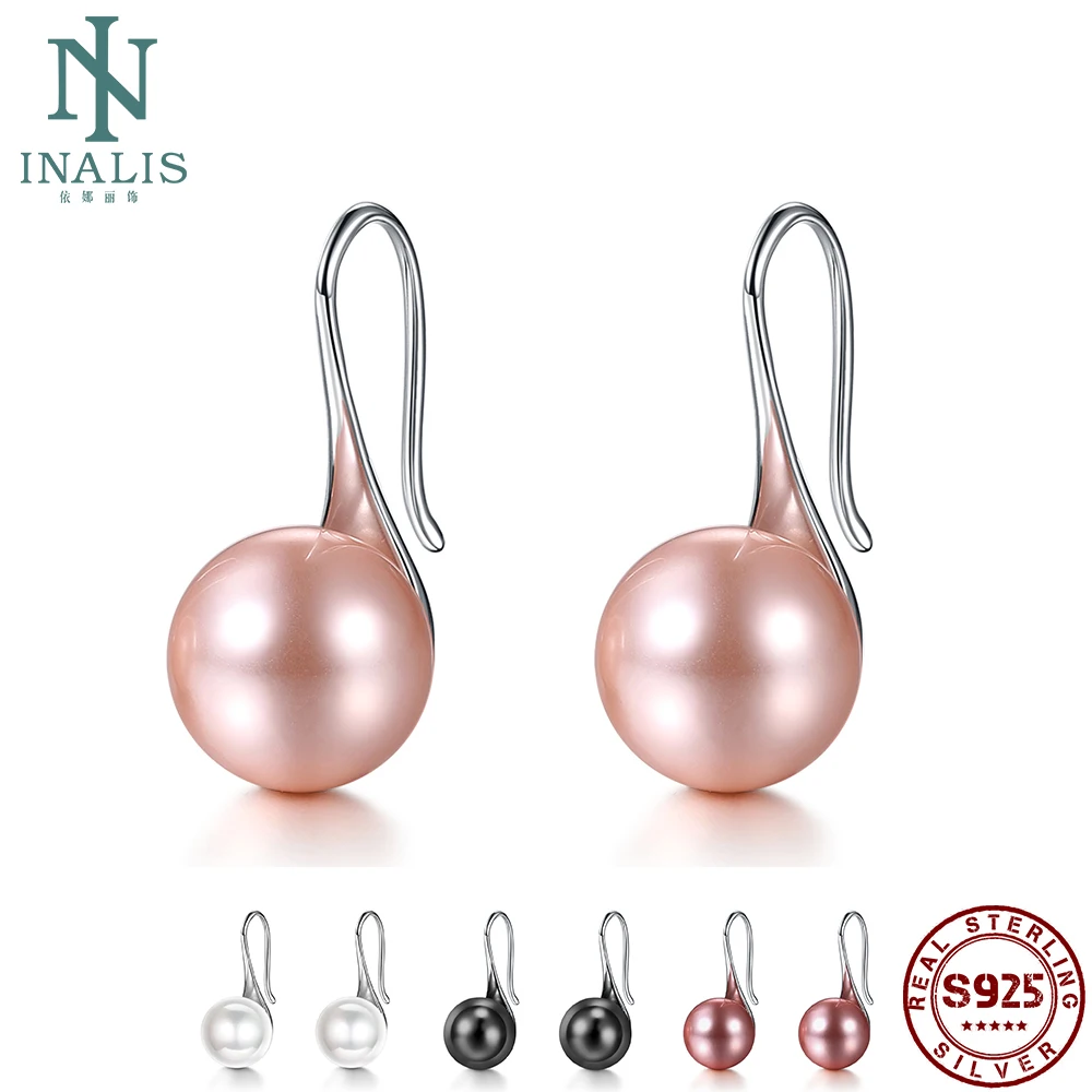 Женские серьги из серебра 925 пробы с большим прозрачным жемчугом|Серьги-подвески|