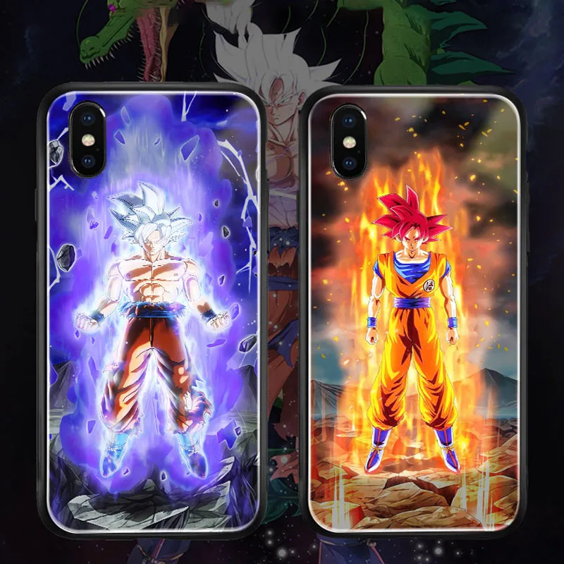Умный светодиодный светящийся чехол для телефона iPhone XR XS MAX с рисунком Dragon Ball