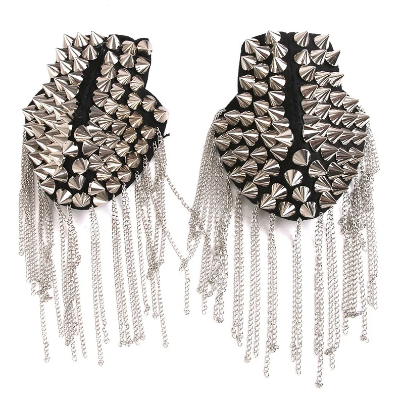 1 пара панк юбка серебряное ожерелье с заклепками и кисточками значок на