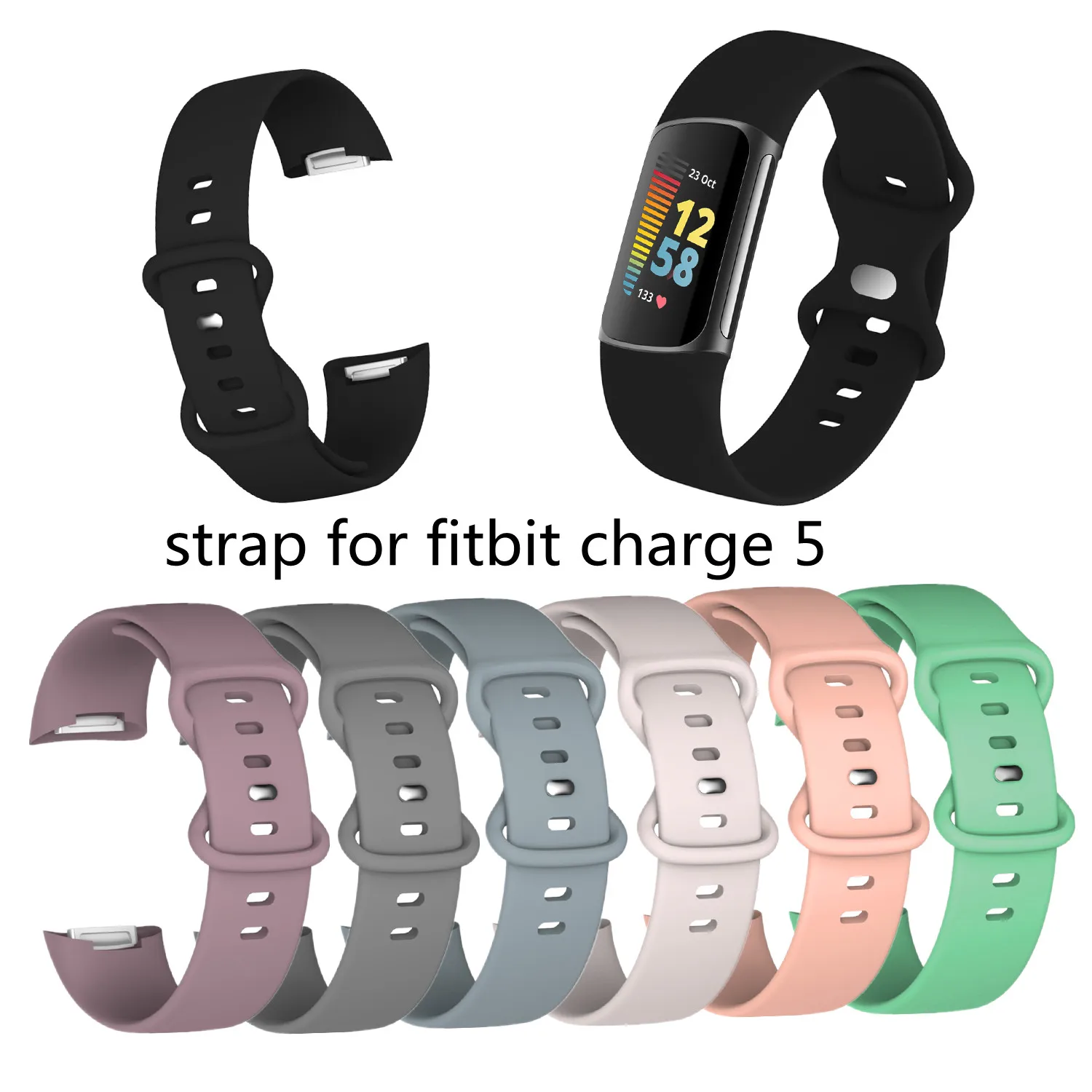 

Силиконовый оригинальный спортивный браслет, совместимый с Fitbit charge 5, сменный ремешок для умных часов, аксессуары, браслет, ремешок для заря...