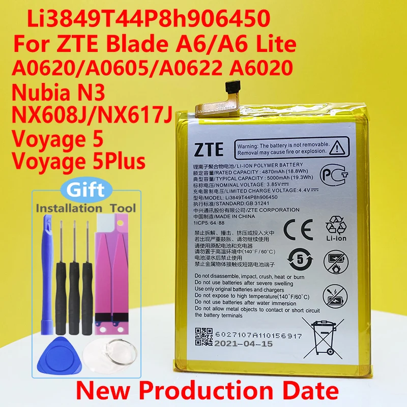 new original 5000mah li3849t44p8h906450 battery for zte blade a6 a6020 a6 lite a0622 smart phone high quality battery free global shipping