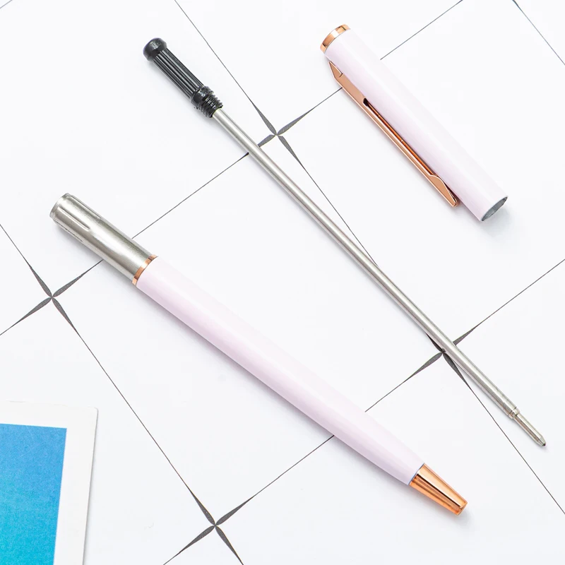 1 ручка + 2 заправки металлическая кавайная цветная шариковая для резьбы по