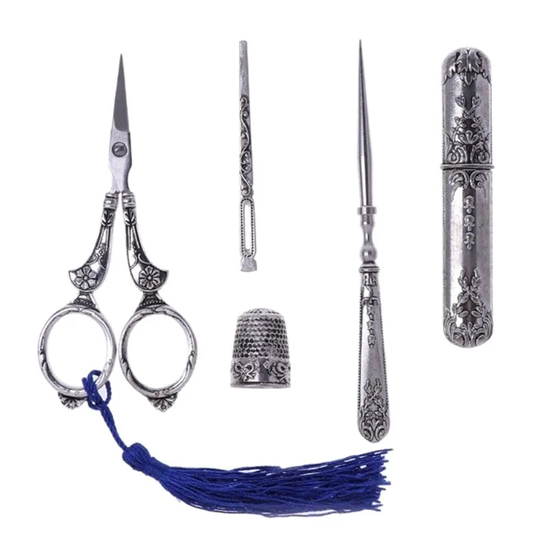 Набор швейных ножниц винтажный инструмент для вышивки сплав шило наперсток игла
