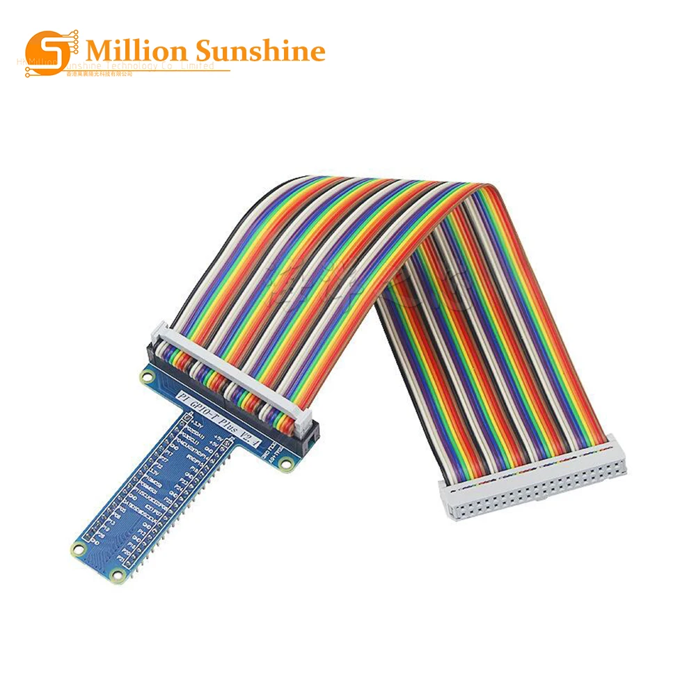 GPIO T Type Expansion Module Board Adapter With 40 Pin Gpio Female To Female Rainbow Cable For Raspberry Pi 4/3/ 2 Model B+