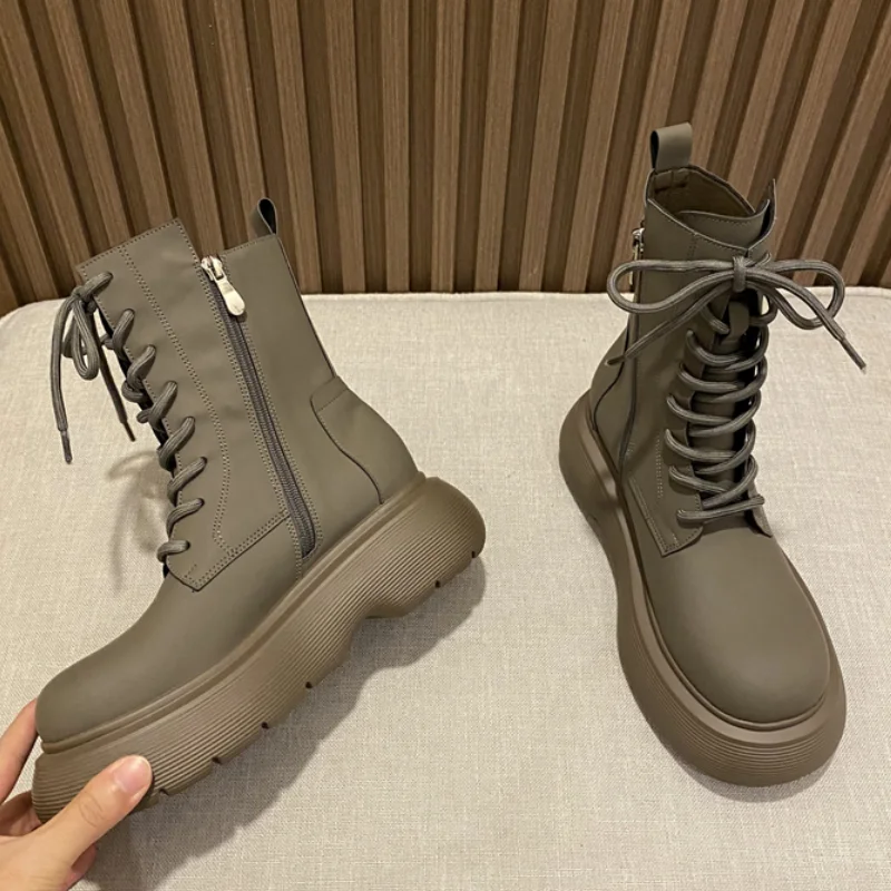 

Women's Ankle Boots 2021 Autumn Motorcycle Boots Round Toe Platform Shoes Women's Cross Strap Non-slip Fashion Boots ankle boots