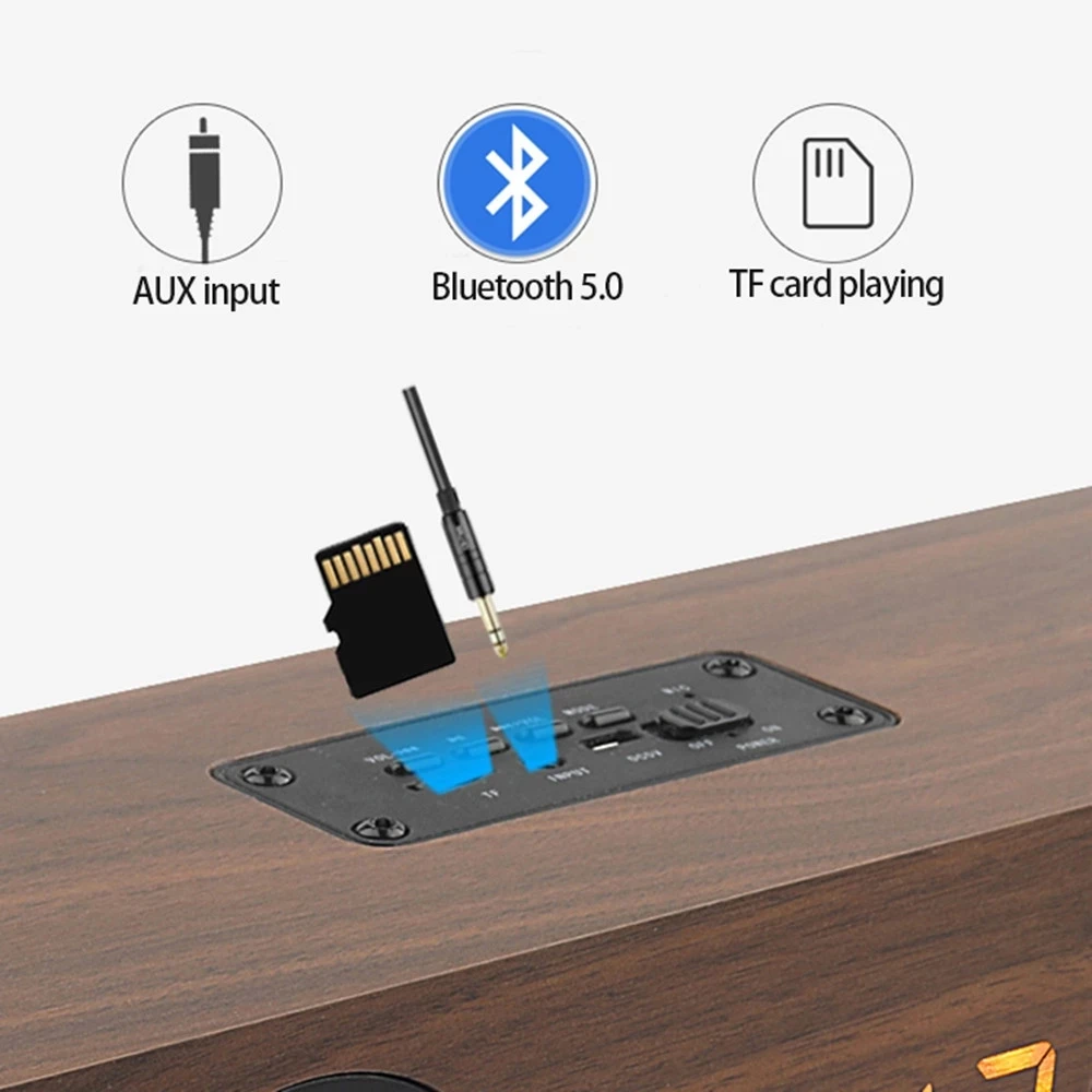 

Speaker W8C 20W Wooden TV Portable Multifunctional Bluetooth Speaker Wireless Pillar Home Theater Woofer Stereo Speaker with FM