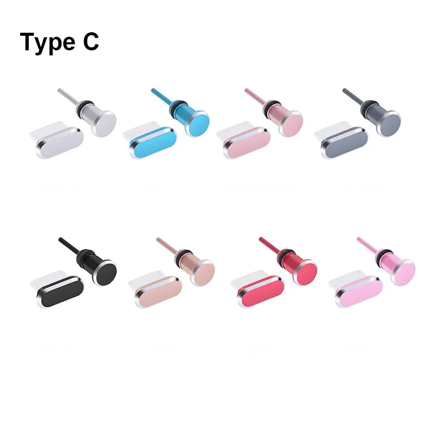 2 в 1 металлическая Пылезащитная заглушка Micro USB Type C порт для зарядки разъем