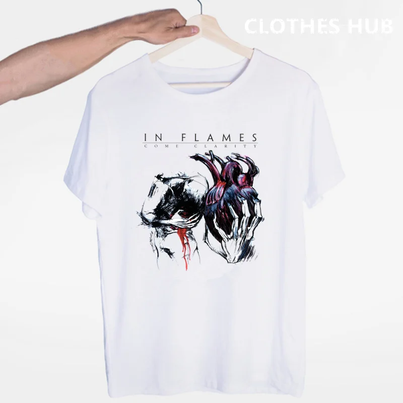 Футболка с коротким рукавом и круглым вырезом рок-группы IN Flame для мужчин женщин |