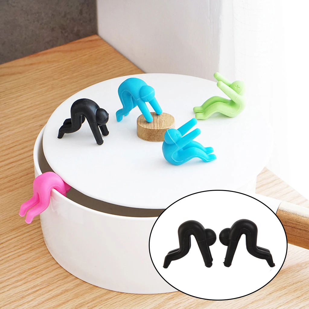 

2 Pieces Silicone Spill-proof Soup Pot Stand Lifter Steam Release Kitchen Gadget Phone Chopsticks Rest