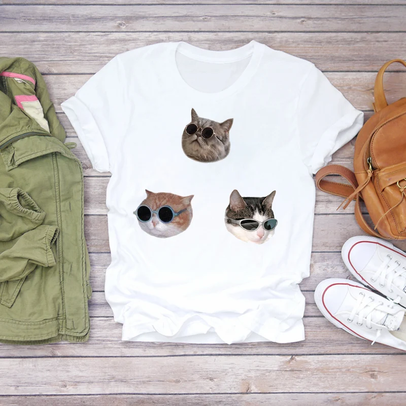 Женская футболка в стиле 90 х с мультяшным котом|Футболки| |