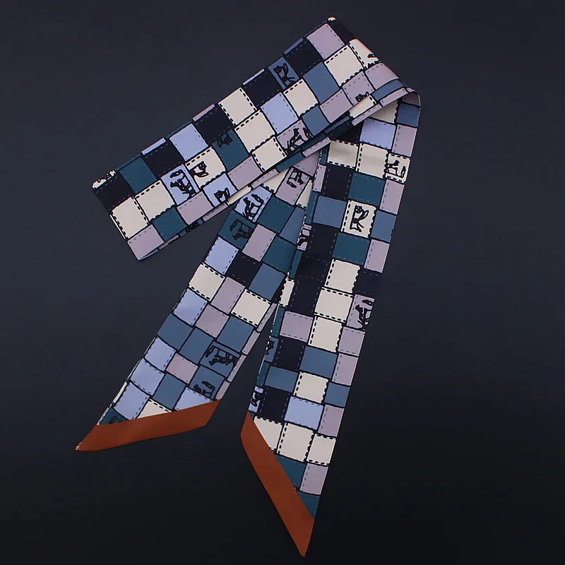 Тканая цветная Сетчатая Сумка шарф женский шейный тонкий бренд клетчатые шарфы