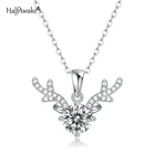 Олень 1 карат, ожерелье с муассанитом для женщин и девушек, свадебная цепочка из настоящего серебра 925 пробы с подвеской в виде ангела и оленя, Подарочная коробка со светодиодом