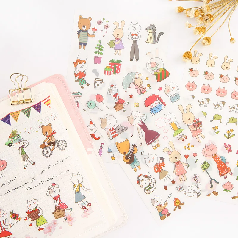 6 шт. новые милые наклейки с рисунком кошки | Канцтовары для офиса и дома