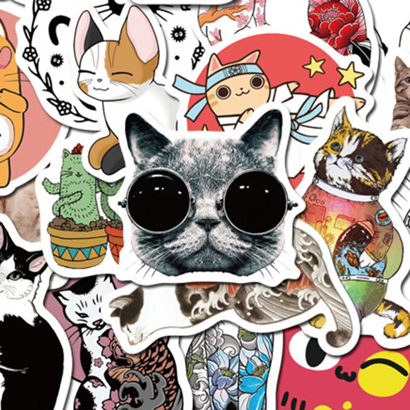 50 шт./компл. наклейка с изображением кошки собаки s Clourful VSCO черно-белая аниме для