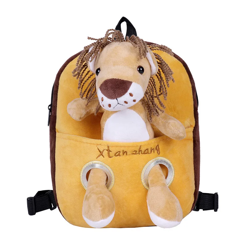 Плюшевый Рюкзак с животными, школьный ранец с мультипликационным Тигром и жирафом, Съемная мягкая плюшевая кукла, детская игрушка, подарок ...