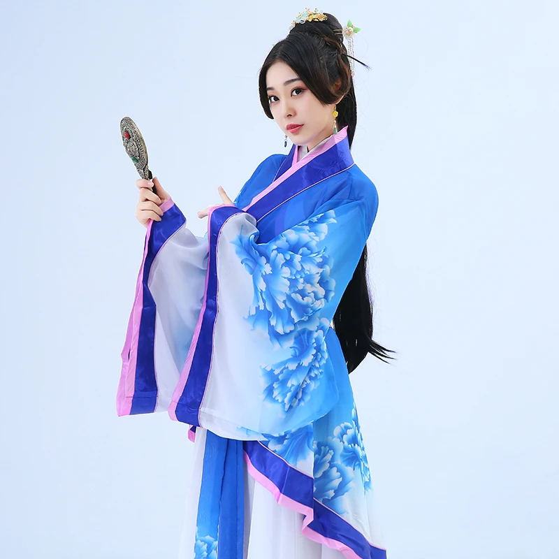 

cosplay hanfu women chinese Traditional Tang Dynasty Maid court ladies stage performance skirt film TV Photo blue Fairy skirt