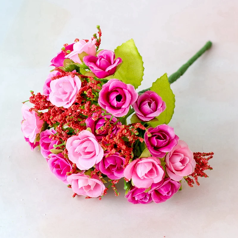 

21 Diamond Rose Artificial Bouquet Various Colorful Branches Fake Flowers Office Cafe Hotel Desk Home Wedding Decor