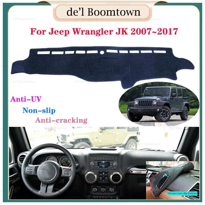 Крышка приборной панели автомобиля коврик для Jeep Wrangler JK 2007 ~ 2017 Авто Нескользящая