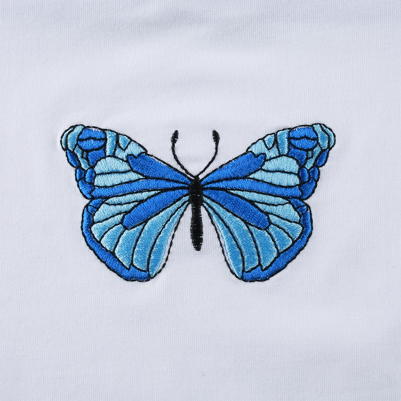 

Butterfly Embroidery Cropped White Camis Women Summer Streetwear Fashion Camisole 2020 Backless Crop Top Womens