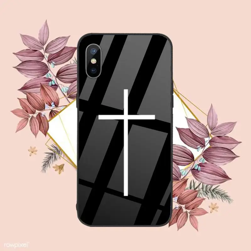 

Jesus Christ Cross Phone Case Tempered glass For iphone 6 6S 7 8 plus X XS XR 11 12 mini PRO MAX