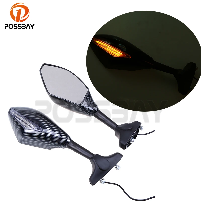 Универсальные мотоциклетные зеркала POSSBAY светодиодная подсветка для сигнала