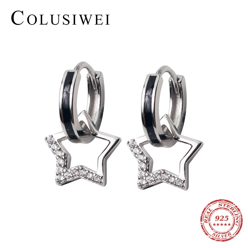 

Colusiwei Twinkling Zircon Vintage Lovely Star Authentic 100% 925 Sterling Silver Hoop Earring for Women Fine Jewelry Brincos