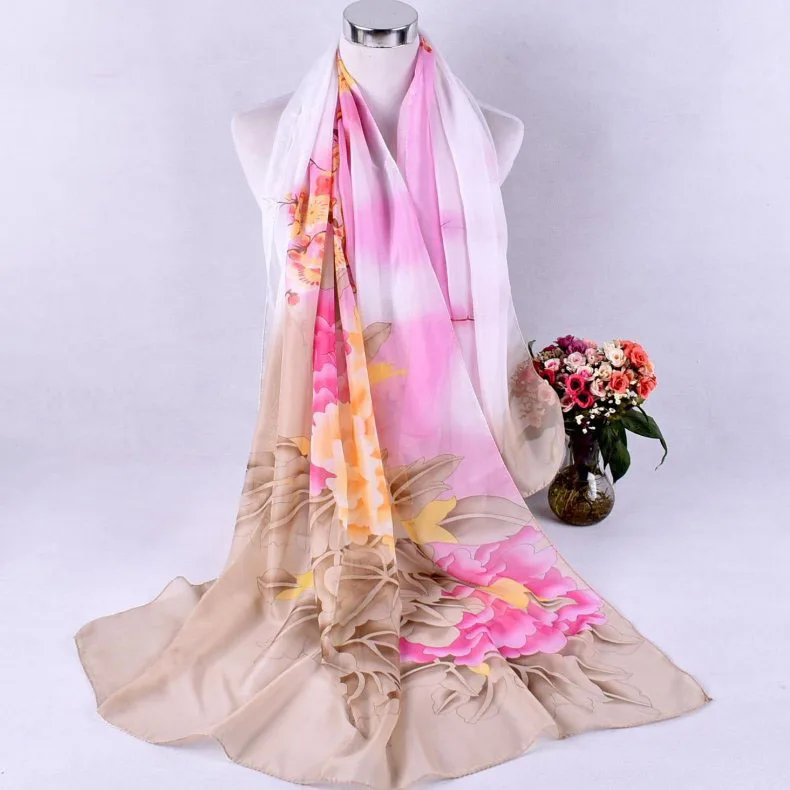 2020 FAL/WIN Magpie пион шифоновый цветочный шарф Шелковый квадратный хиджаб крутой