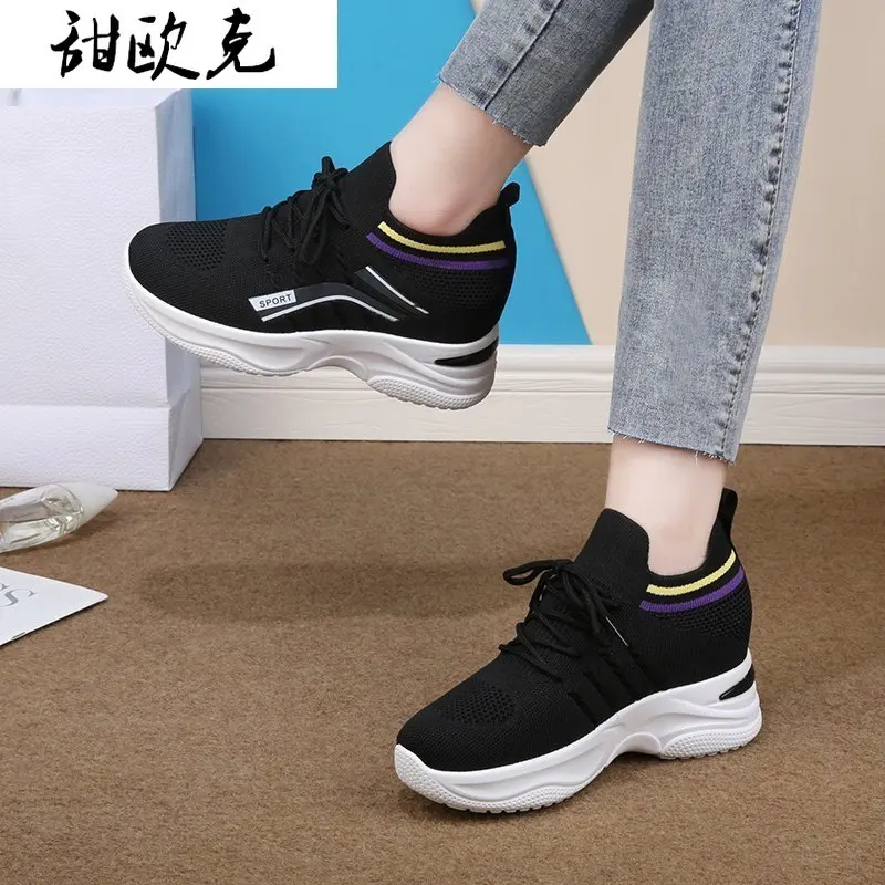 

2021 Fashion Women's Shoes Spring Mesh Breathable Platform Shoes Women's Sports Shoes Women's Comfortable Lace-up Casual Shoes