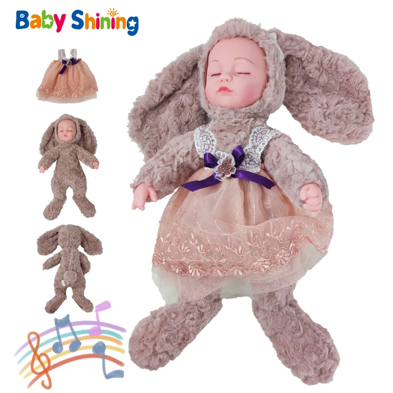 Детская светящаяся плюшевая игрушка реборн 38 см кукла принцесса со спящей песней