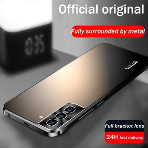 2022 new metal shell for samsung galaxy s22 s21 ultra phone case built in lens protection titanium alloy shockproof cover free global shipping