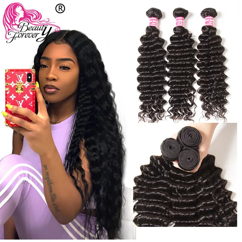 Beauty Forever индийские волосы глубокая волна натуральные кудрявые пучки волос Remy 1 шт.