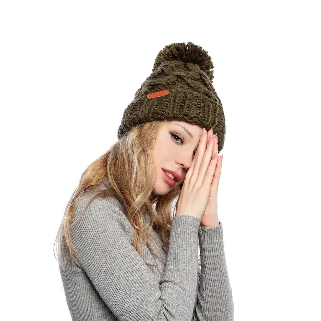 Женская шапка с помпоном для волос женская вязаная шерстяная утепленная уличная