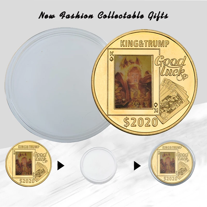 WR US Дональд Трамп 2020 позолоченные Коллекционные монеты с держателем фишки для