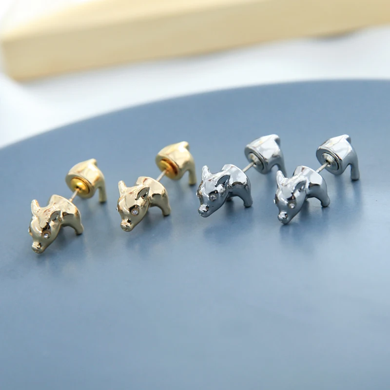 Женский Ювелирный Комплект BALANBIU серьги кольца из латуни с лисой Кроликом Свинкой