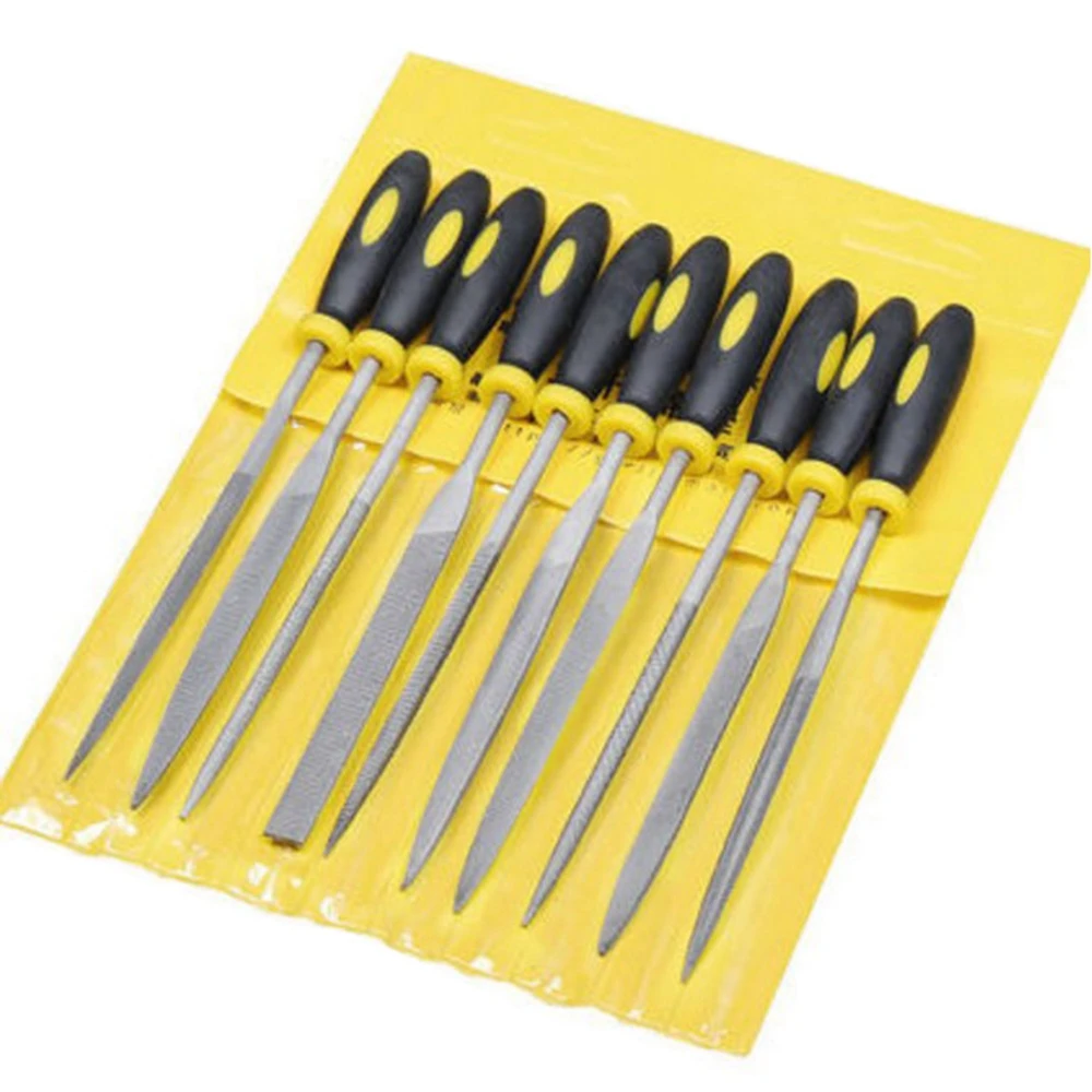 

10pcs Needle File Set With Rubber Handle Bearing Steel File For Jeweler Wood Carving Craft Metal Glass Stone DIY Hand Tool