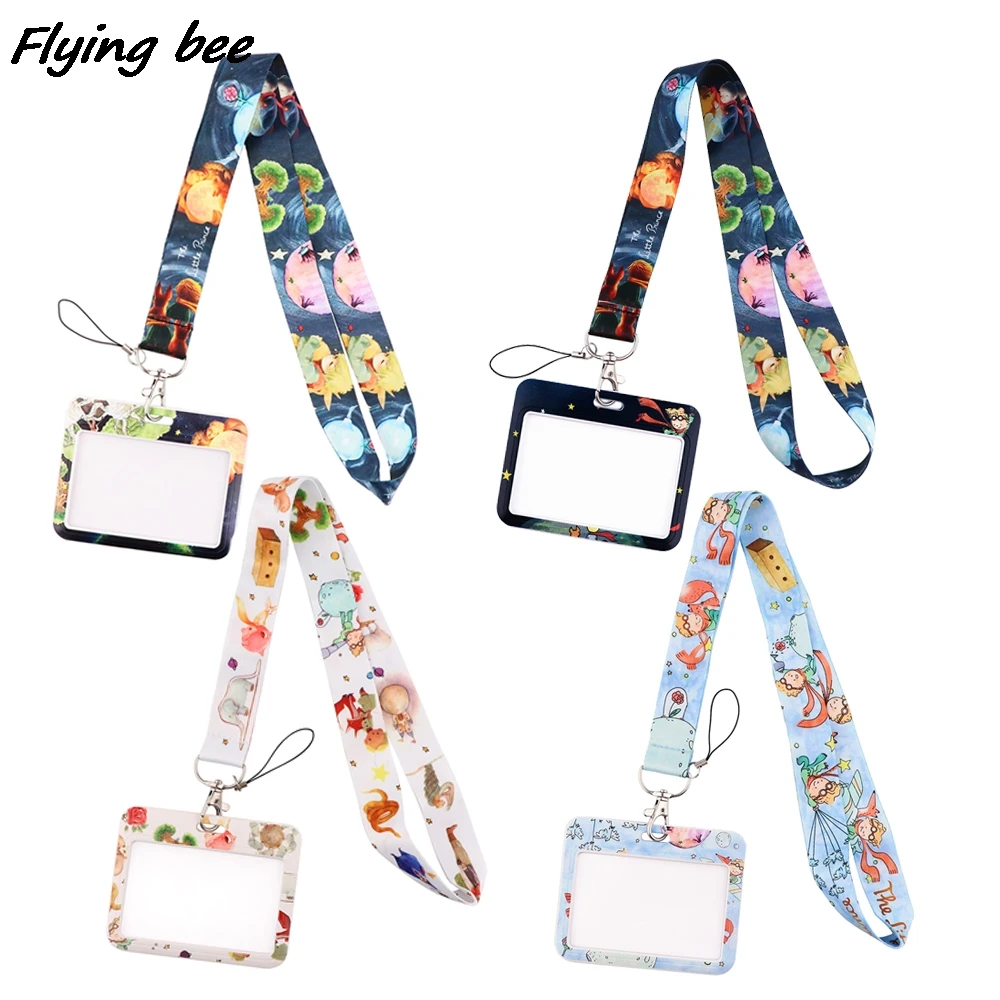 

Flyingbee X1998 Cartoon Prince Fox Rose Lanyard Card ID Holder Car KeyChain ID Card Pass Gym Phone Badge Key Ring Holder Jewelry