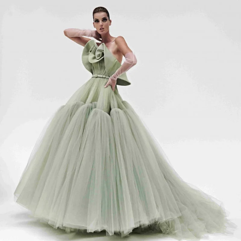 Эксклюзивные Выпускные платья Haute Couture 2019 официальные с оборками плиссированное