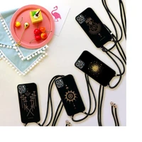 art sun flowers snake moon phone case for iphone 7 8 11 12 x xs xr mini pro max plus strap cord chain lanyard soft