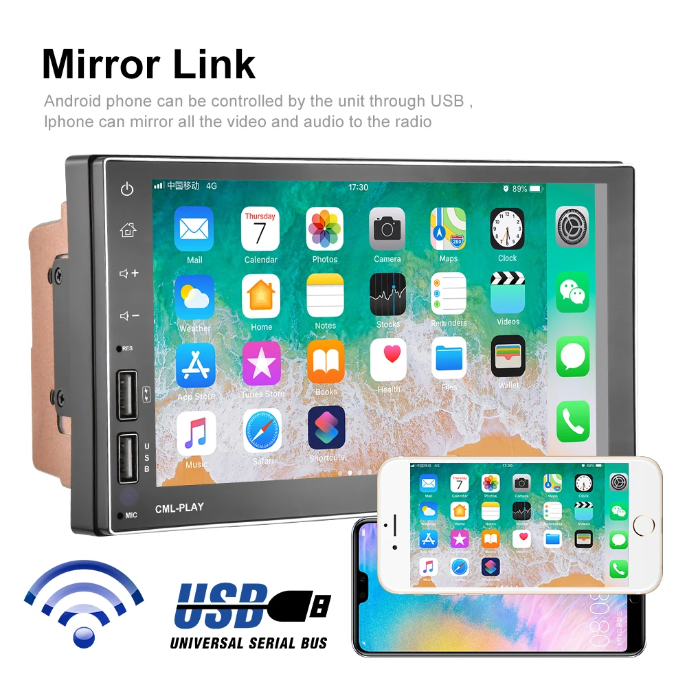 Автомагнитола Podofo универсальная мультимедийная система на Android с 7 &quotэкраном GPS Wi