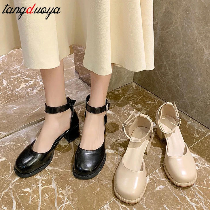 

platform heels Black High Heels Shoes Women Pumps Fashion Patent Leather Platform Shoes Woman Round Toe Mary Jane Shoes Mujer