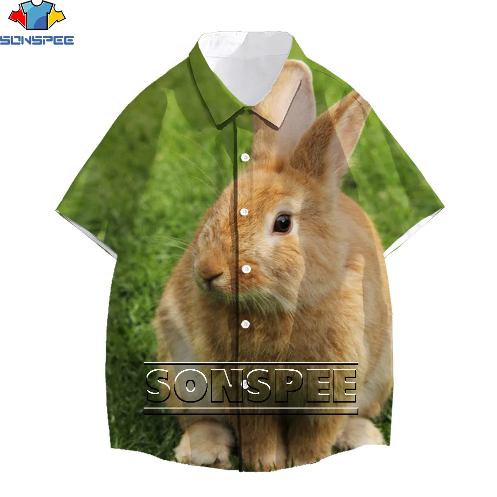 

SONSPEE 3D Printing Cute Rabbit Ladies Shirt Animal Casual T-shirt Summer Street Loose Oversized Top Kids T-shirt