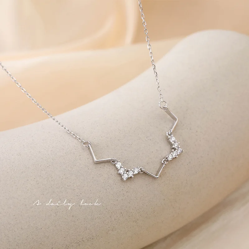 

Wave Necklace 925 Sterling Silver Creative Personality Necklace Ins Cold Style Light Luxury Minority Accessories