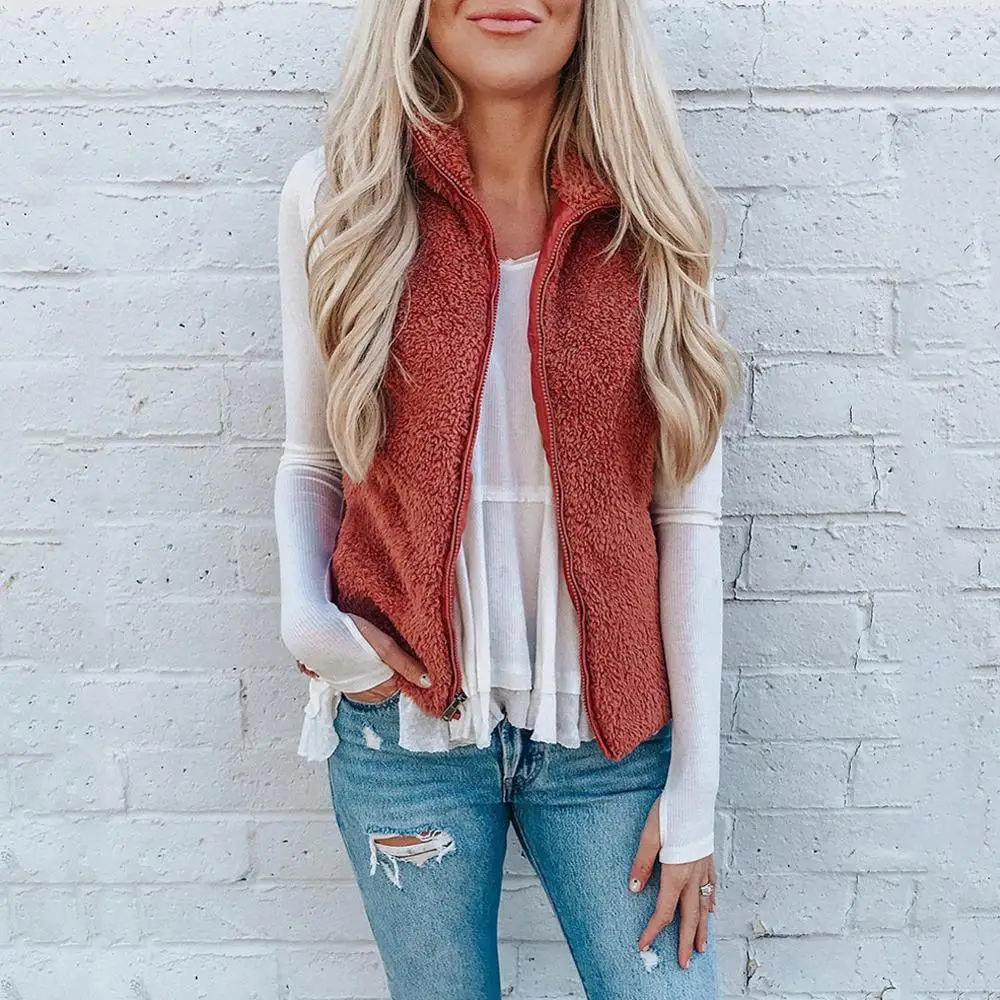 Hitmebox 2019 осенне зимние женские теплые ворсистые жилеты без рукавов Мягкая