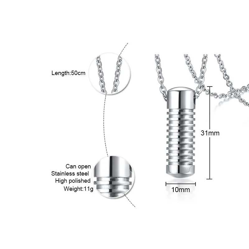 LOOKER кулон с пеплом из нержавеющей стали винты Форма ожерелье урной на память для