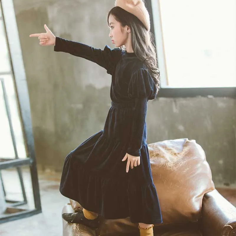 

Fleece Autumn Sets Girl Children Clothes Skirts Sets Girls Boutique Outfits Winter Teen Girls Clothing Tops And Long Skirt 2pcs