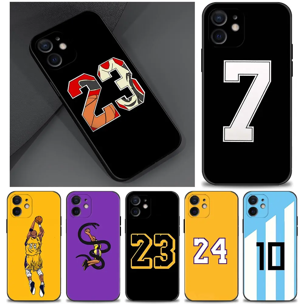 

Case For iPhone 11 13 12 Pro Max XS XR X 8 7 6s 6 Plus 7 8 5 5S Cover Fundas Capa Shell basketball star Football Number 10 23 24